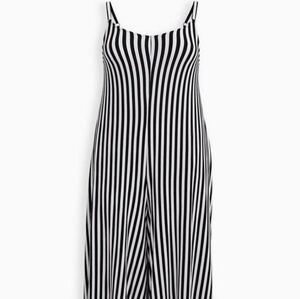 Torrid Black and White Striped Wide Leg Jumpsuit